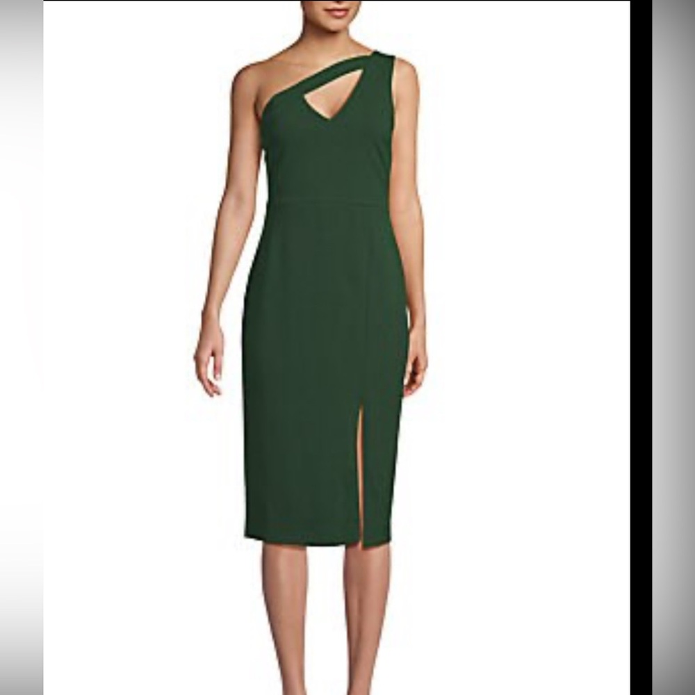 RACHEL Rachel Roy Green One-Shoulder Midi Dress